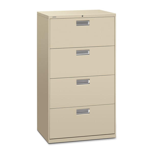 HON 600 30inW x 18inD Lateral 4-Drawer File Cabinet With Lock, Putty