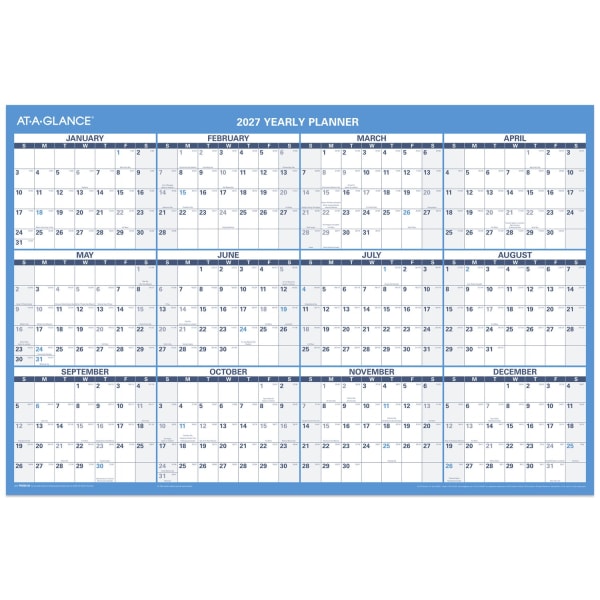 AT-A-GLANCE 2027 Horizontal Reversible Erasable Wall Calendar, Large, 36in x 24in