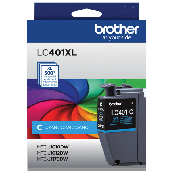 Brother LC401XL Cyan High-Yield Ink Cartridge, LC401XLC