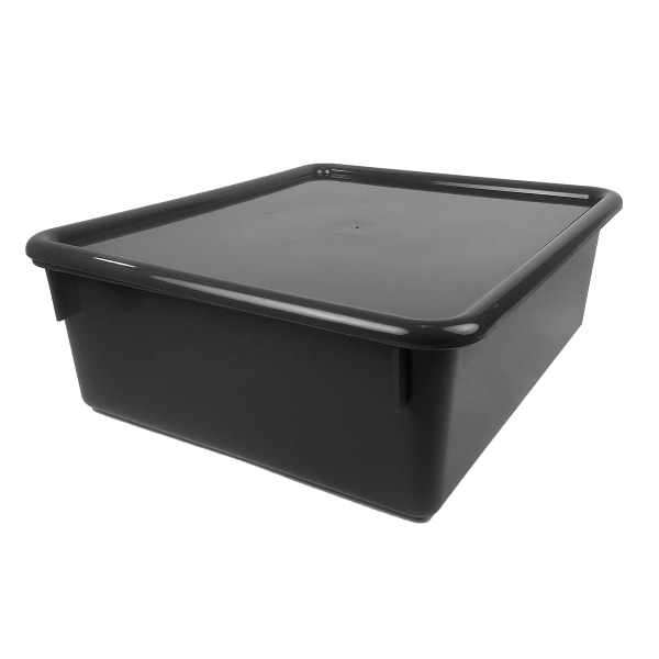 Romanoff Double Stowaway Tray With Lid, 5-1/2inH x 13-1/2inW x 16inD, Black
