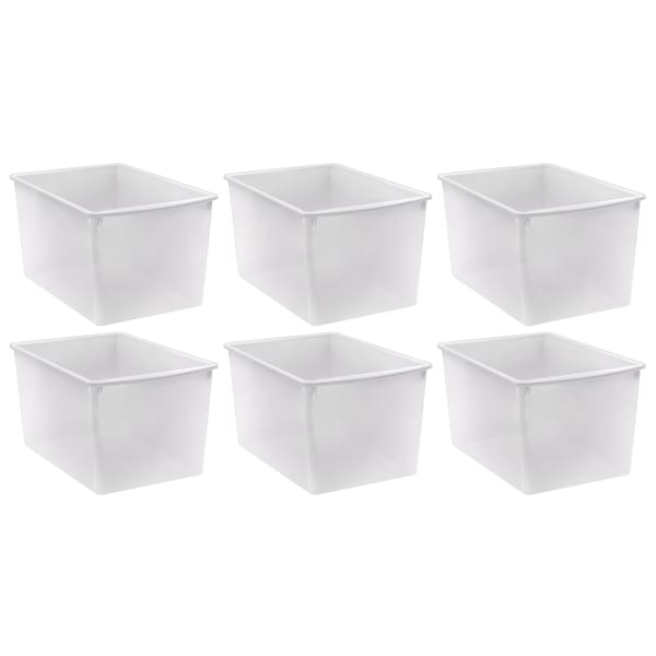 Teacher Created Resources Plastic Multi-Purpose Bin, Clear, Pack Of 6