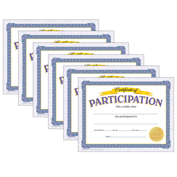 TREND Certificate Of Participation Classic Certificates, 30 Per Pack, Set Of 6 Packs