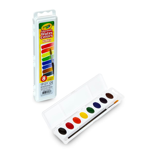 Crayola Watercolor Set With Brush, Oval Pan, Set Of 8 Colors