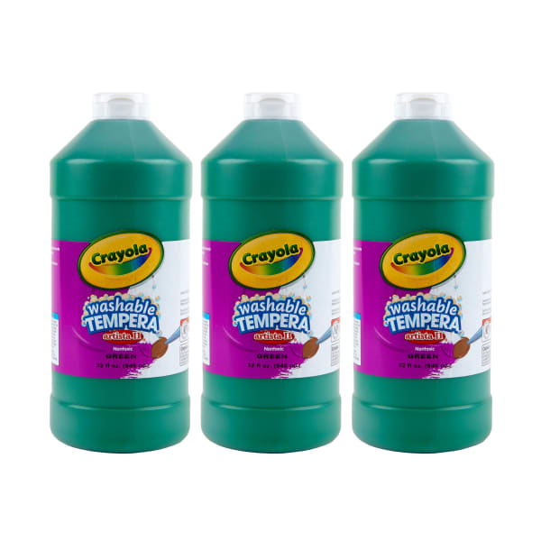 Crayola Artista II Washable Tempera Paint, 32 oz, Green, Pack Of 3