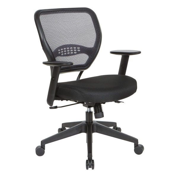 Office Star Space Seating 55 Series Ergonomic Air Grid Mesh Mid-Back Office Chair, Black
