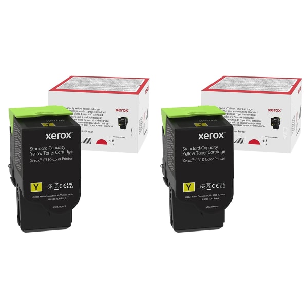 Xerox Original Yellow Standard Yield Laser Toner Cartridges, Pack Of 2 Cartridges, 006R043592PK-OD