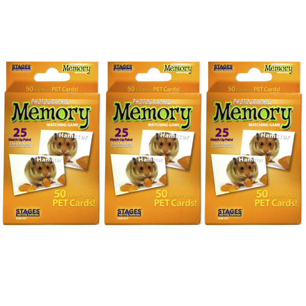 Stages Learning Materials Pets Photographic Memory Matching Games, Pack Of 3 Games