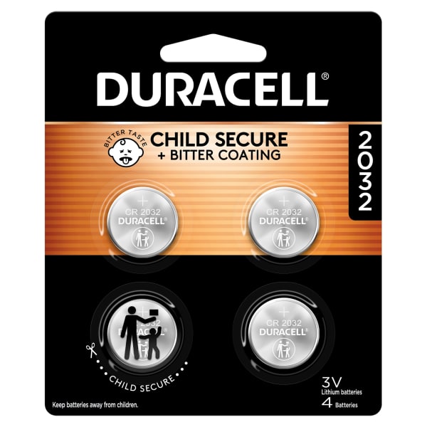 Duracell 2032 3V Lithium Coin Batteries, Pack of 4