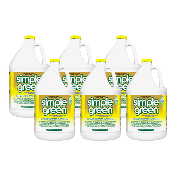 Simple Green Industrial Cleaner/Degreaser - Concentrate - 128 fl oz (4 quart) - Lemon Scent - Non-toxic, VOC-free, Butyl-free, Phosphate-free, Non-abrasive, Non-corrosive, Deodorize, Non-flammable - Lemon - 6 / Carton