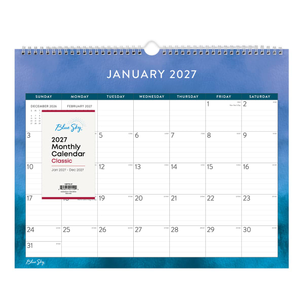 2027 Blue Sky Savoy Cool Monthly Wall Calendar, 15x12, 0%, Savoy Cool, Jan-Dec, RY27