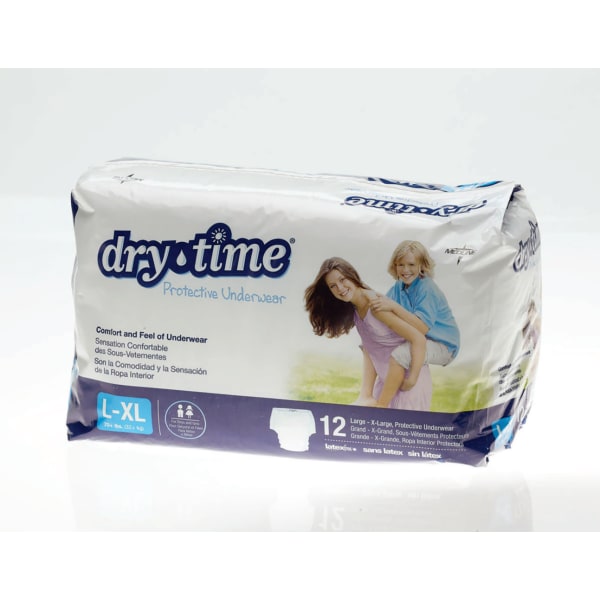 Medline DryTime Disposable Protective Youth Underwear, Large/X-Large, 12 Per Bag, Case Of 4 Bags