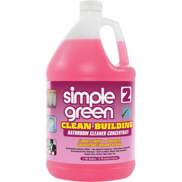 Simple Green Clean Building Bathroom Cleaner - For Bathroom - Concentrate - Liquid - 128 fl oz (4 quart) - Non-flammable, Fragrance-free - Pink - 2 / Carton