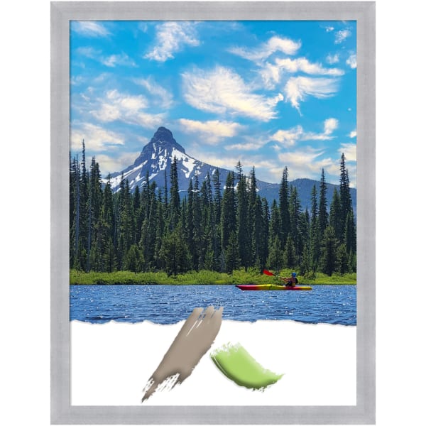 Amanti Art Grace Brushed Nickel Picture Frame, 20in x 26in, Matted For 18in x 24in