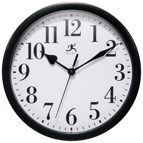 Infinity Instruments Simple Round Wall Clock, 9in, Black