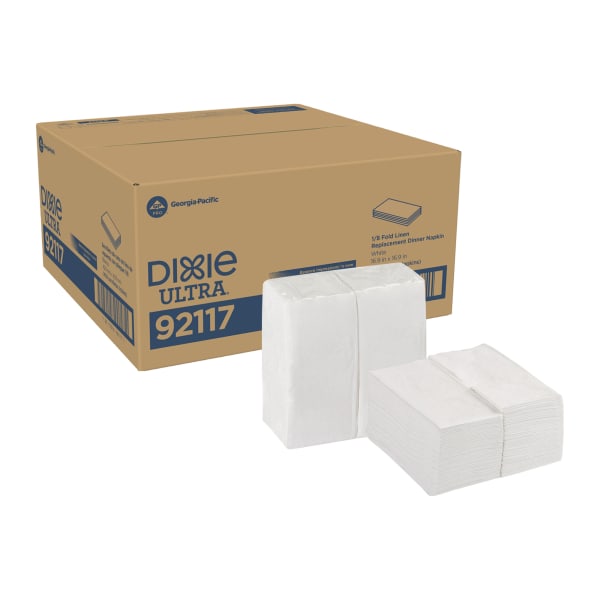 Dixie Ultra Dinner Napkins, 16-15/16in x 16-15/16in, White, 50 Napkins Per Pack, Set Of 8 Packs