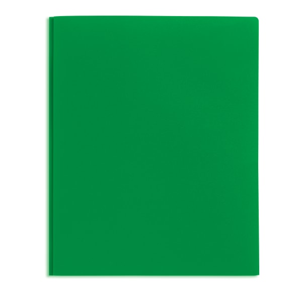 Office Depot Brand 2-Pocket School-Grade Poly Folder with Prongs, Letter Size, Green