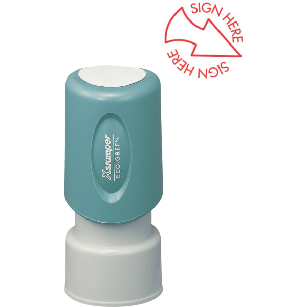Xstamper Pre-Inked Spec SIGN HERE Stamp, 65% Recycled, 100000 Impressions, Pink