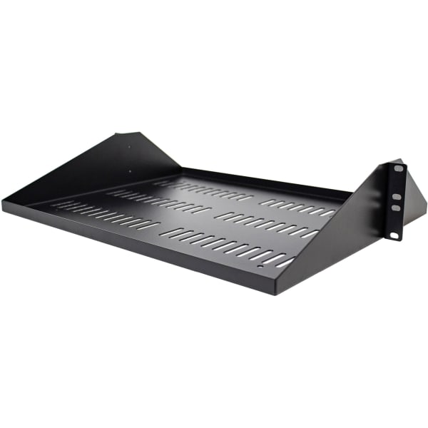 StarTech.com 2U Vented Server Rack Cabinet Shelf - Fixed 14in Deep Cantilever Rackmount Tray for 19in Data/AV/Network Enclosure w/Cage Nuts
