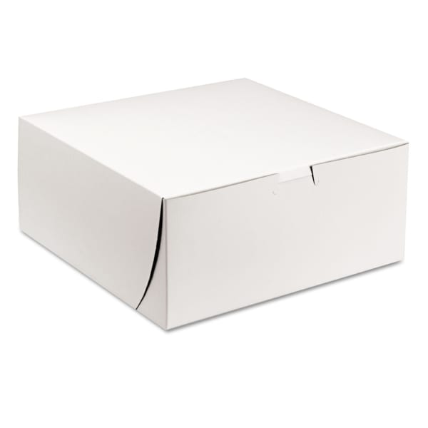 SCT 1-Piece Non-Window Bakery Boxes, 4inH x 9inW x 9inD, White, Carton Of 200 Boxes