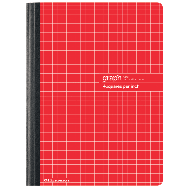 Office Depot Brand Composition Book, 7-1/2in x 9-3/4in, Quadrille Ruled, 80 Sheets, Red