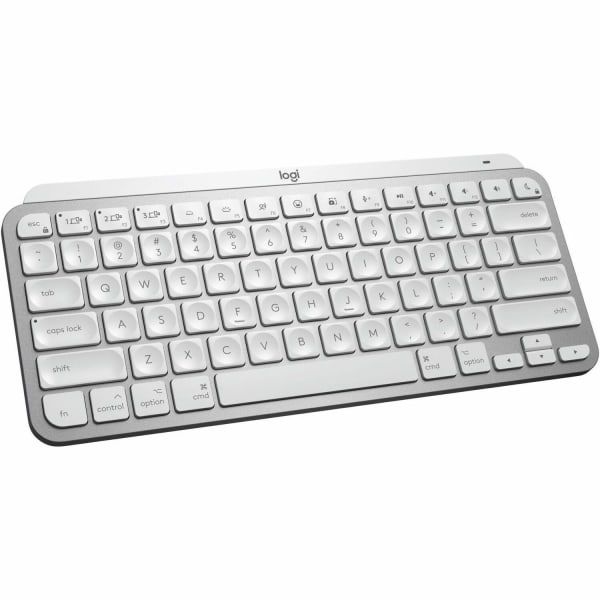 Logitech MX Keys Mini for Mac Minimalist Wireless Illuminated Keyboard, Bluetooth, Backlit Keys, USB-C, Metal Build, Pale Grey - Wireless Connectivity - Bluetooth - 32.81 ft - Dictation, Emoji, Microphone Mute Hot Key(s) - PC, Mac - MX Keyswitch
