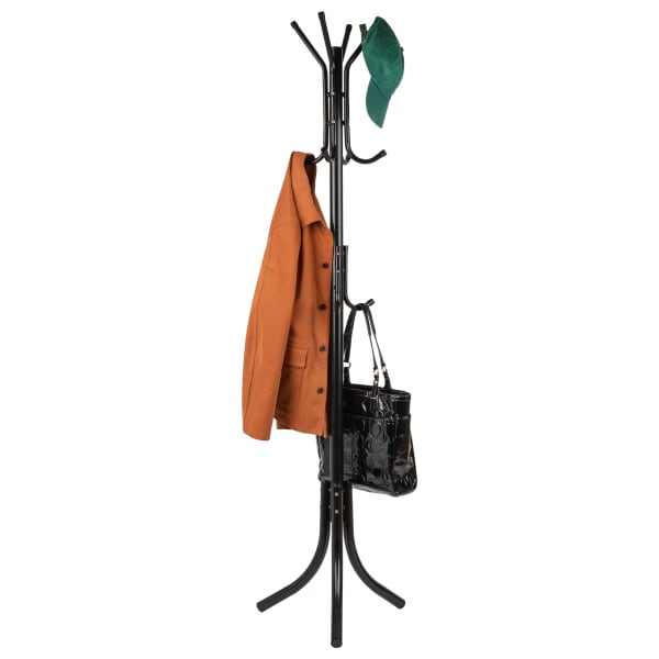 Mind Reader Coat Rack with 11 Hooks, 68-1/2inH x 18inW x 18inD, Black