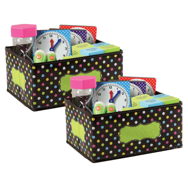 Teacher Created Resources Small Storage Bin, 5inH x 8inW x 11inD, Chalkboard Brights, Pack Of 2 Bins