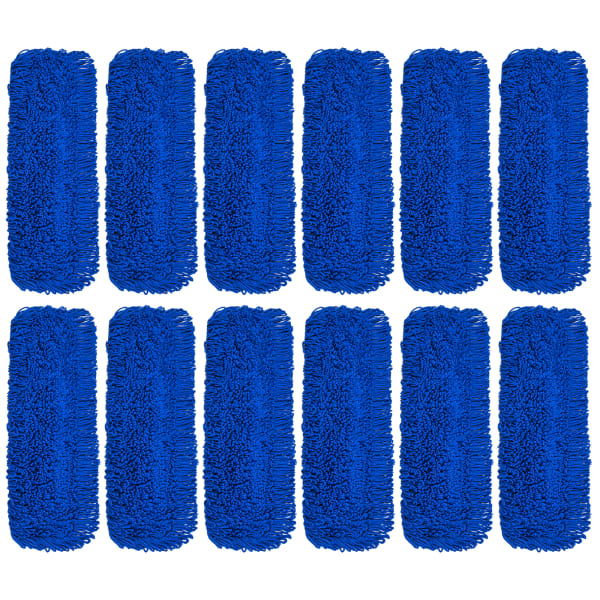 Gritt Commercial Microfiber Looped Dust Mop Pad Head, 24in, Blue, Pack Of 12 Pad Heads