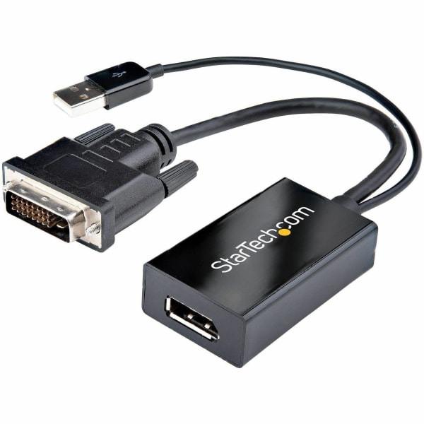 StarTech.com DVI to DisplayPort Adapter with USB Power - DVI-D to DP Video Adapter - DVI to DisplayPort Converter - 1920 x 1200 - DisplayPort/DVI-D/USB Video Cable for Video Device, Projector, Monitor, Graphics Card, Notebook
