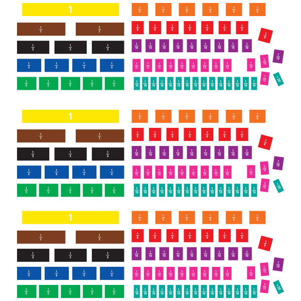 Teacher Created Resources Fraction Tiles Magnetic Accents, 66 Pieces Per Pack, Set Of 3 Packs