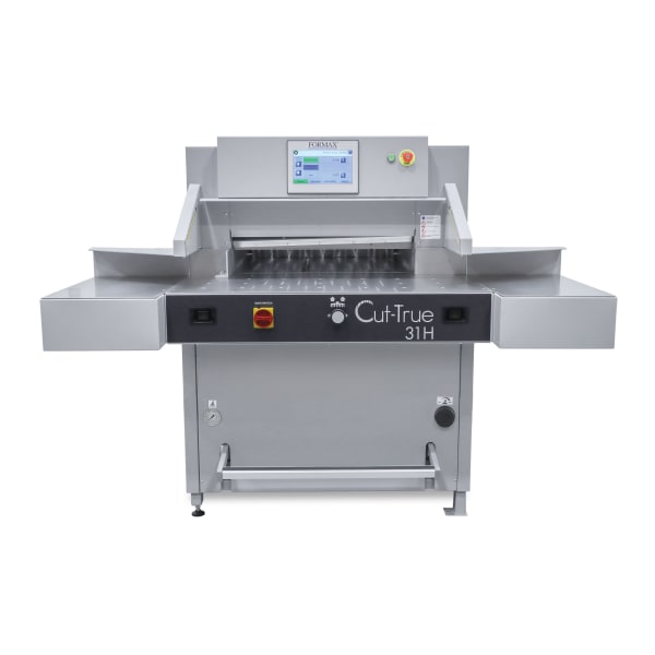 Formax Cut-True 31H Hydraulic Automatic Guillotine Paper Cutter With LED Laser Line, 28-3/4in, Gray