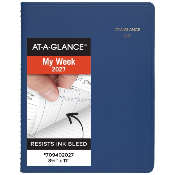 AT-A-GLANCE 2027 Weekly Appointment Book Planner, Blue, Large, 8 1/4in x 11in