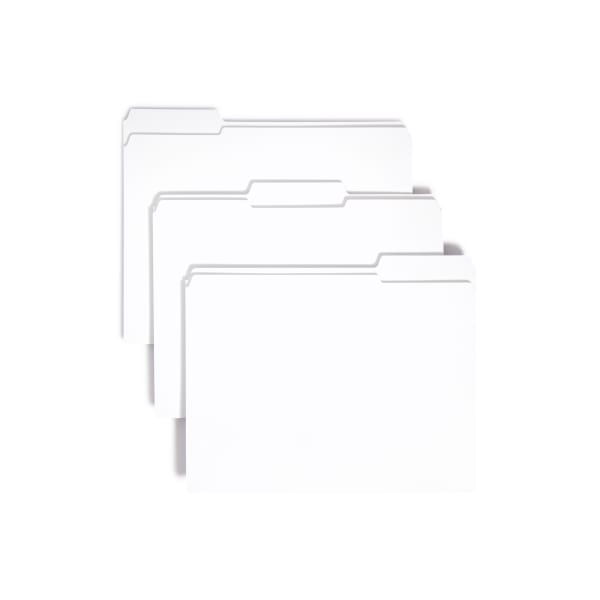 Smead 1/3-Cut 2-Ply Color File Folders, Letter Size, White, Box Of 100