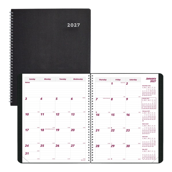 2026-2028 Brownline 14-Month DuraFlex Monthly Planner, 11in x 8-1/2in, 100% Recycled, Black, December To January, CB1262V.BLK, Total Qty 1