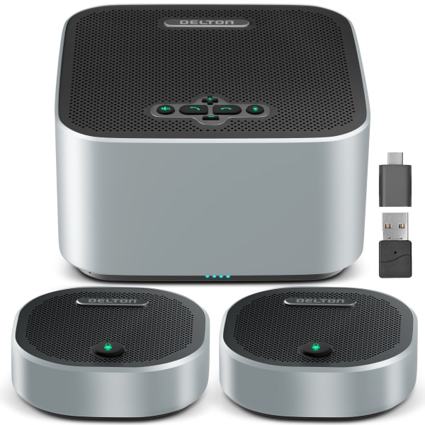 Delton C9270 Wireless Conference Speaker With 2 External Mics, 3in x 5-11/16in x 5-11/16in