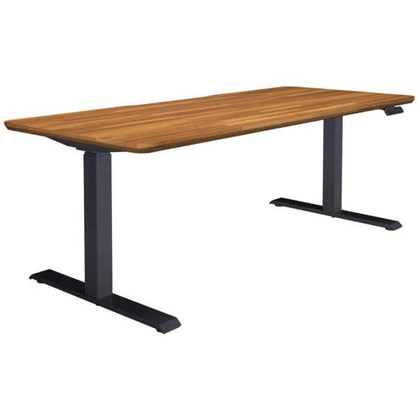 VARI 72inW Adjustable Electric Standing Desk, Butcher Block