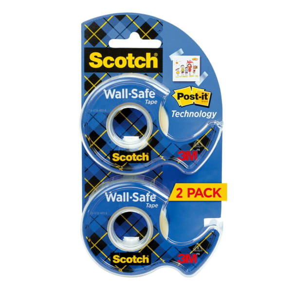 Scotch Wall-Safe Tape, 3/4in x 650in, Clear