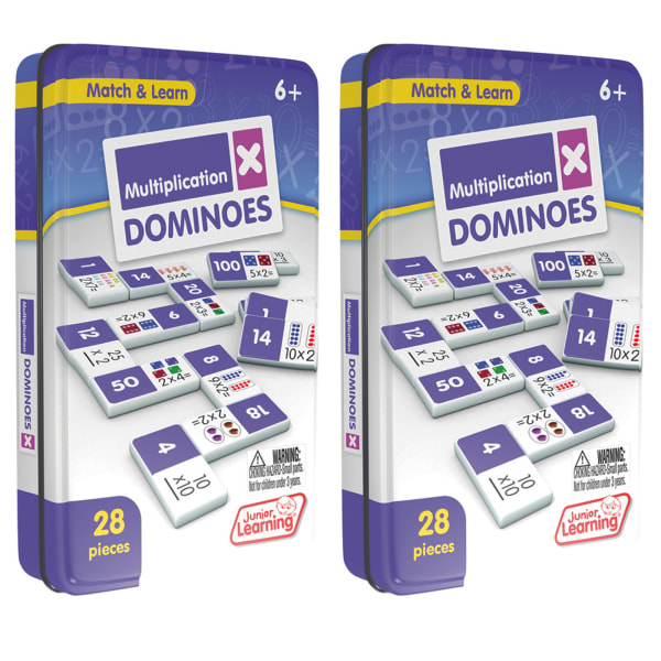 Junior Learning Multiplication Domino Sets, Pack Of 2 Sets