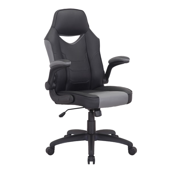Elama Faux Leather High-Back Adjustable Office Chair, Black/Gray
