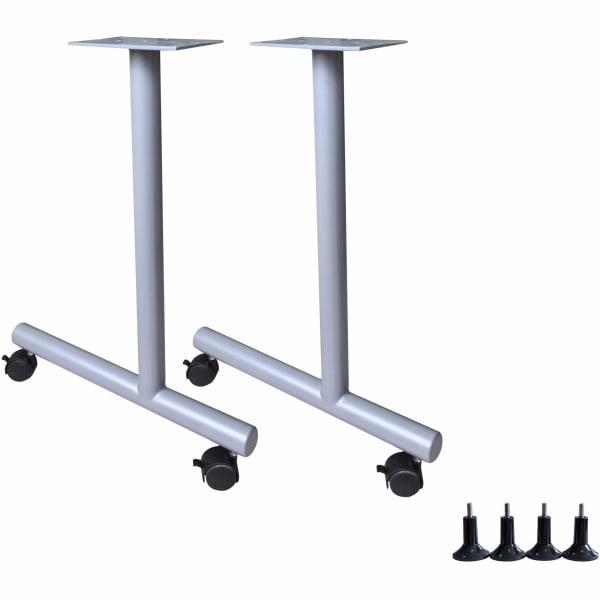 Lorell Invent Training Table Components - Silver C-leg Base - 2 Legs - 28.50in Height x 5in Width x 22in Depth - Training - Assembly Required - 2 / Set