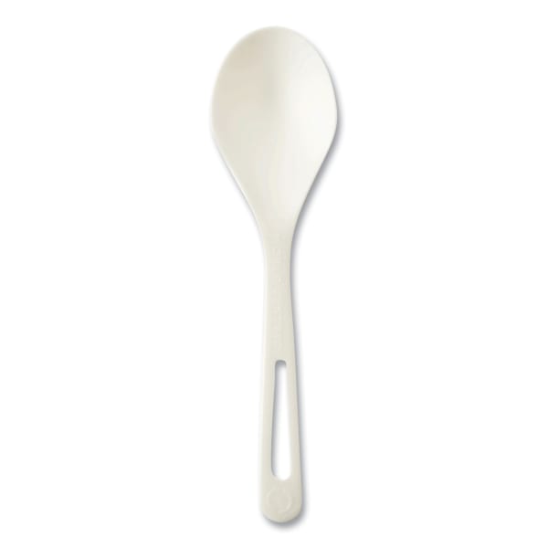 World Centric TPLA Cutlery, Soup Spoon, 6in, White, Carton Of 1,000 Pieces