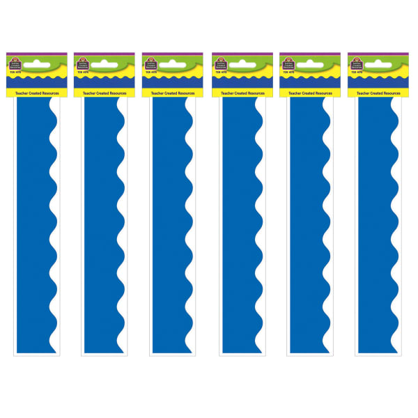 Teacher Created Resources Scalloped Border Trim Packs, 35', Blue, Set Of 6 Packs