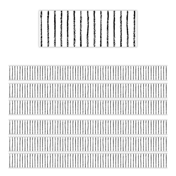 Teacher Created Resources Straight Border Trim, White With Black Pinstripes, 35ft Per Pack, Set Of 6 Packs