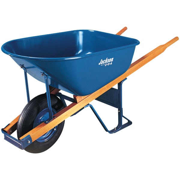 Jackson Steel Contractors Wheelbarrows, 6 cu ft, Flat-Free Smooth, B.B., Blue