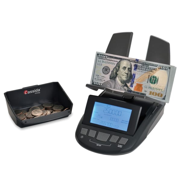 Cassida Till Tally Professional Money Counting Scale Bill Counter, 7-1/2inH x 4-13/16inW x 5-13/16inD, Black