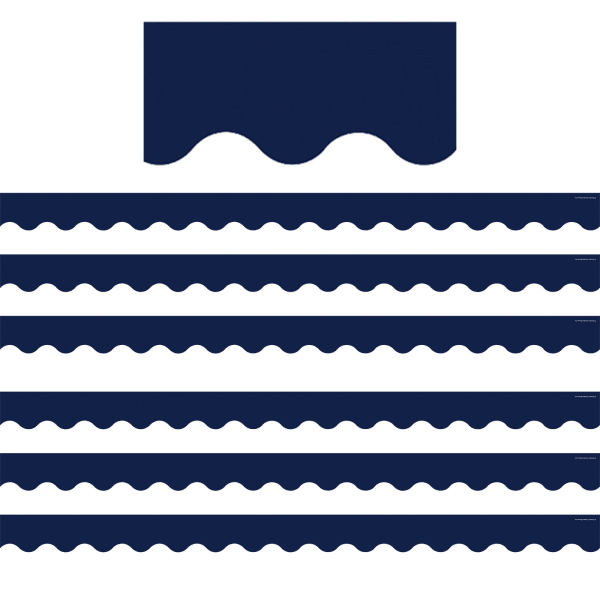 Teacher Created Resources Scalloped Border Trim Packs, 35', Navy, Set Of 6 Packs