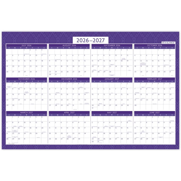 AT-A-GLANCE BADGE Reversible Erasable Academic and Regular Year 2026-2027 Wall Calendar, Geo, Large, 24in x 36in