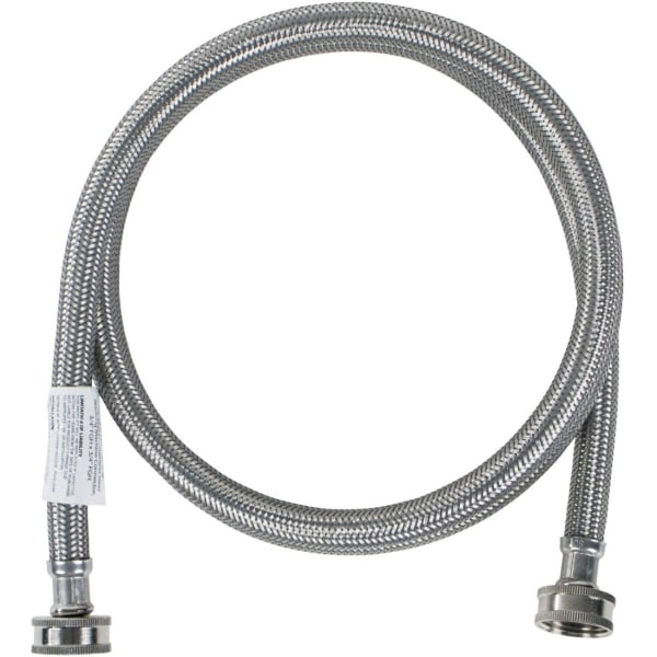 Certified Appliance Accessories Braided Stainless Steel Washing Machine Hose with Elbow - 72in - Silver, Stainless Steel - Stainless Steel, Vinyl, Polyvinyl Chloride (PVC), Polyester, Brass - 1