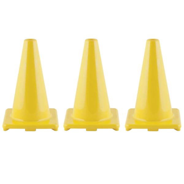 Champion Sports Hi-Visibility Flexible Vinyl Cones, 8in x 12in, Yellow, Pack Of 3 Cones