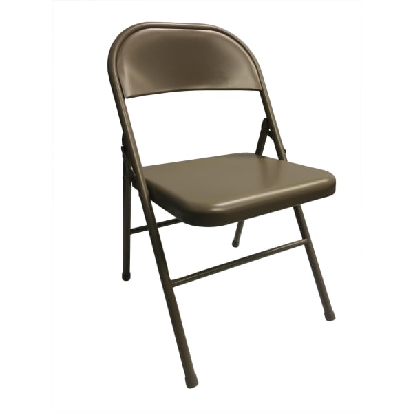 Realspace Metal Folding Chairs, Tan, Set Of 4 Chairs